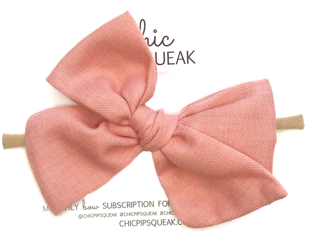 Oversized Hand Tied Bow- Soft Pink Soft Flannel