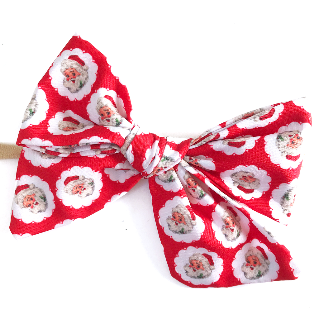 Oversized Hand Tied Bow- Red Vintage Santa