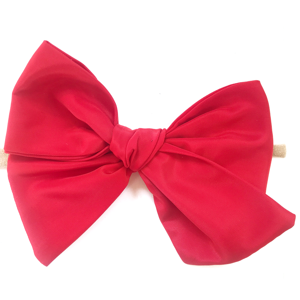Oversized Hand Tied Bow- Swim Red