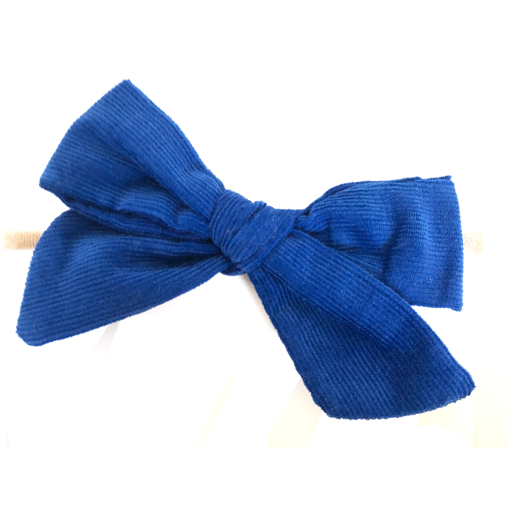 Oversized Classic Hand Tied Bow - Royal Corduroy