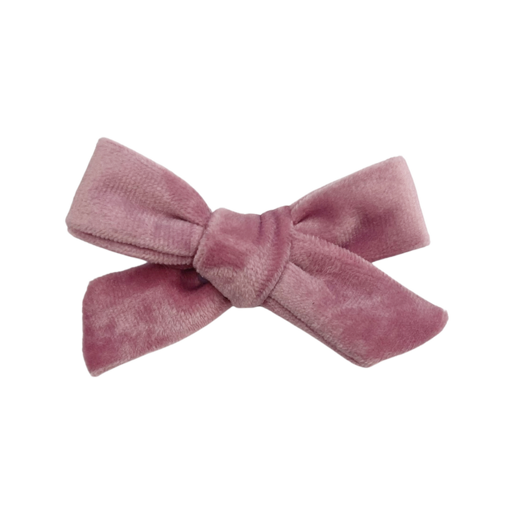 Petite Hand-Tied Bow - Dusty Pink Velvet