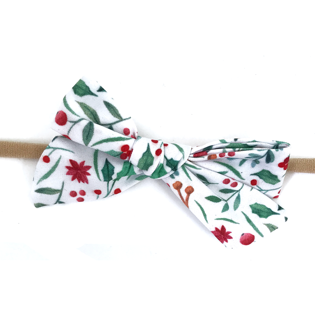 Petite Hand-Tied Bow - Holly Holiday