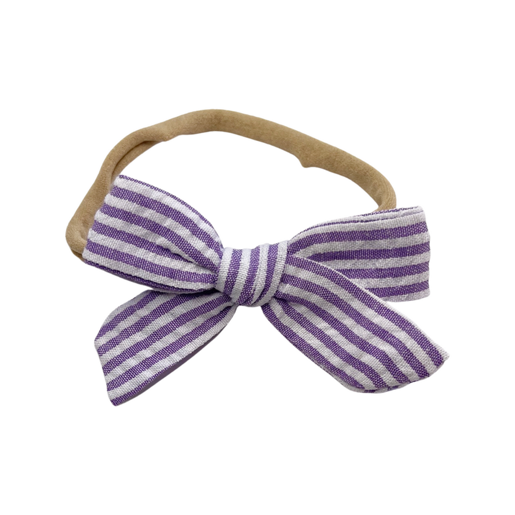 Petite Hand-Tied Bow - Lavender Seersuker