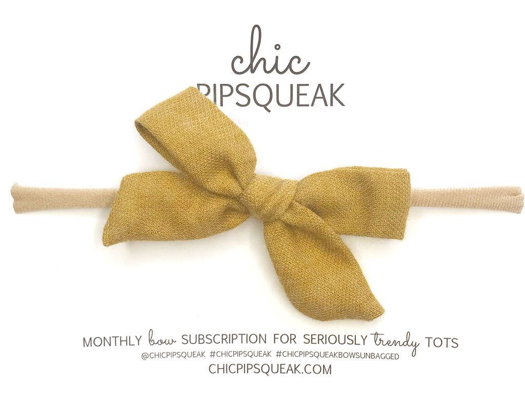 Petite Hand-Tied Bow- Mustard Soft Flannel