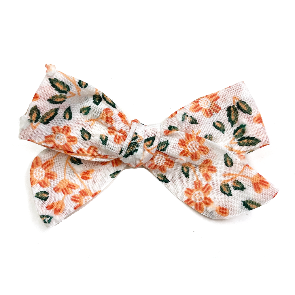 Petite Hand-Tied Bow - Orange Fall Floral