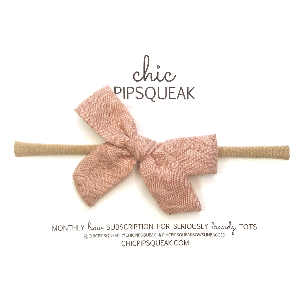 Petite Hand-Tied Bow- Pale Blush Soft Flannel