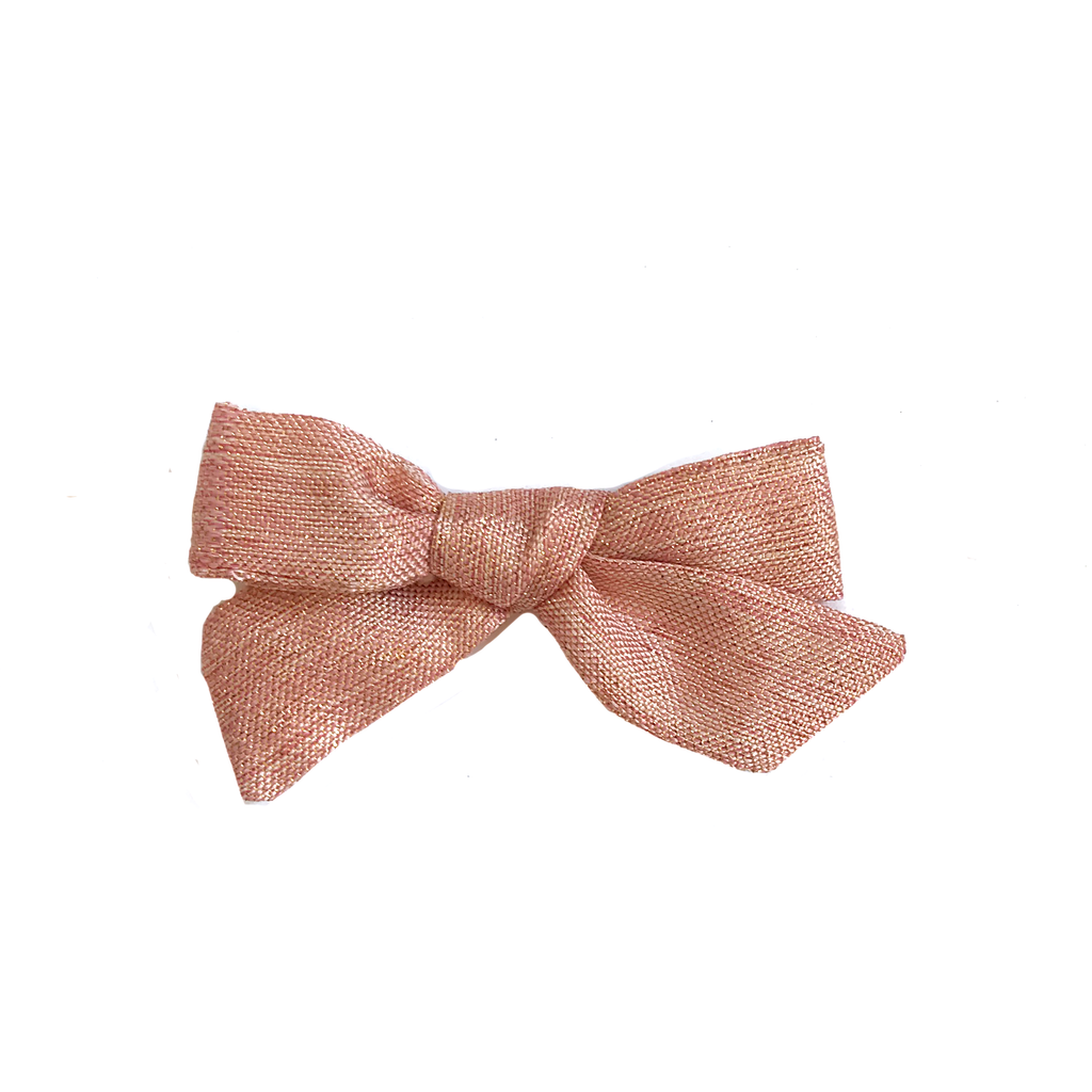 Petite Hand-Tied Bow -Pink Shimmer