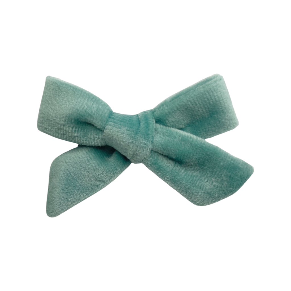 Petite Hand-Tied Bow - Seagreen Velvet