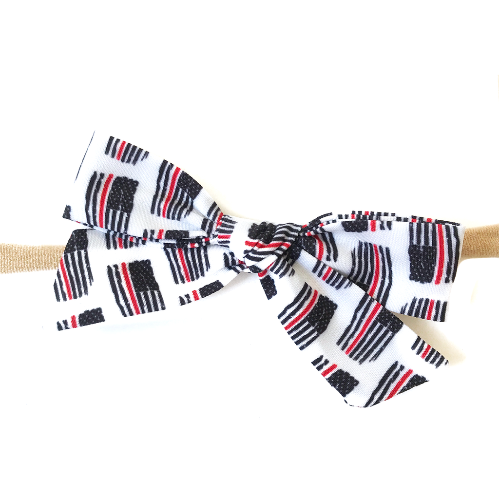 Petite Hand-Tied Bow - Thin Red Line Flag