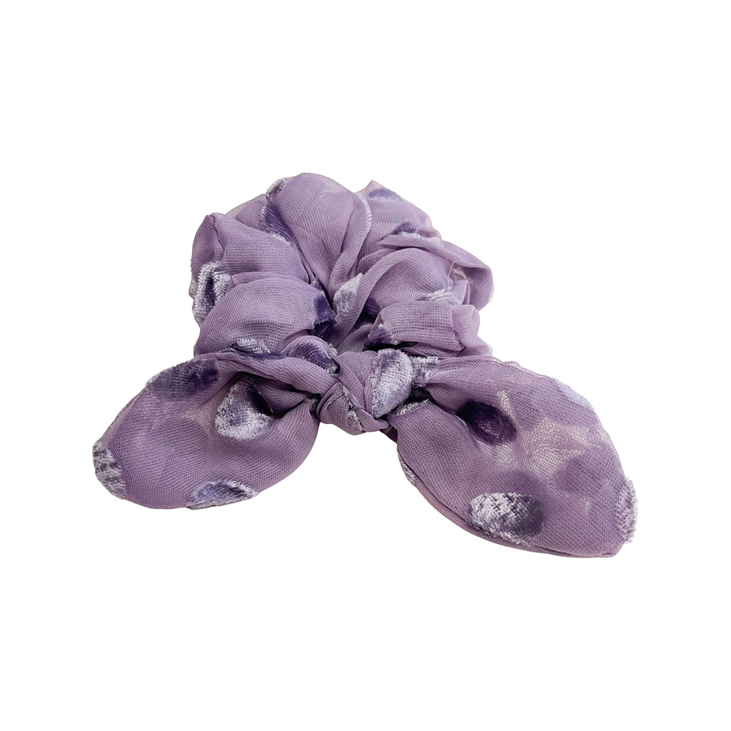 Rabbit Ear Scrunchie- Dusty Purple Large Velvet Dot