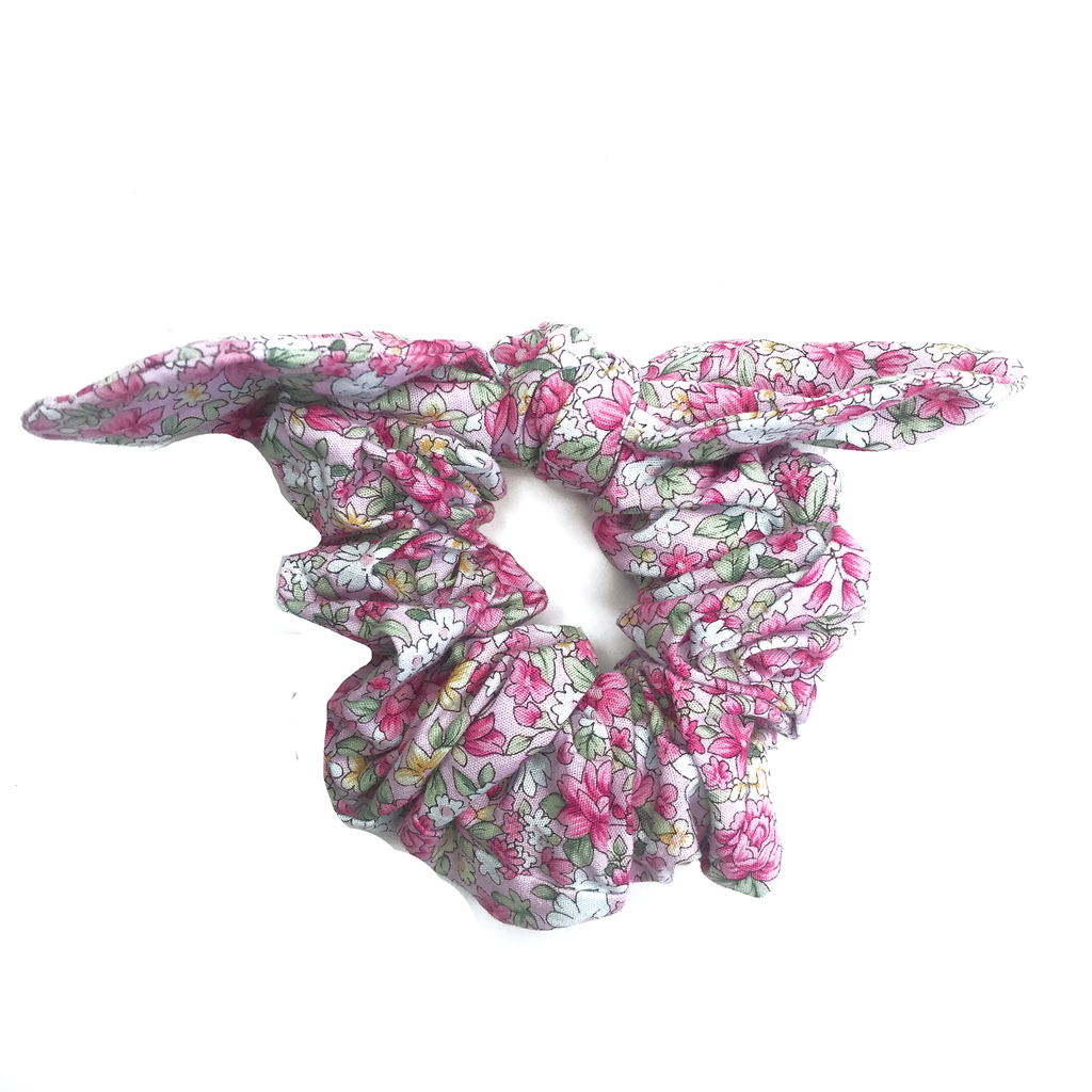Rabbit Ear Scrunchie- Secret Garden Pink Floral