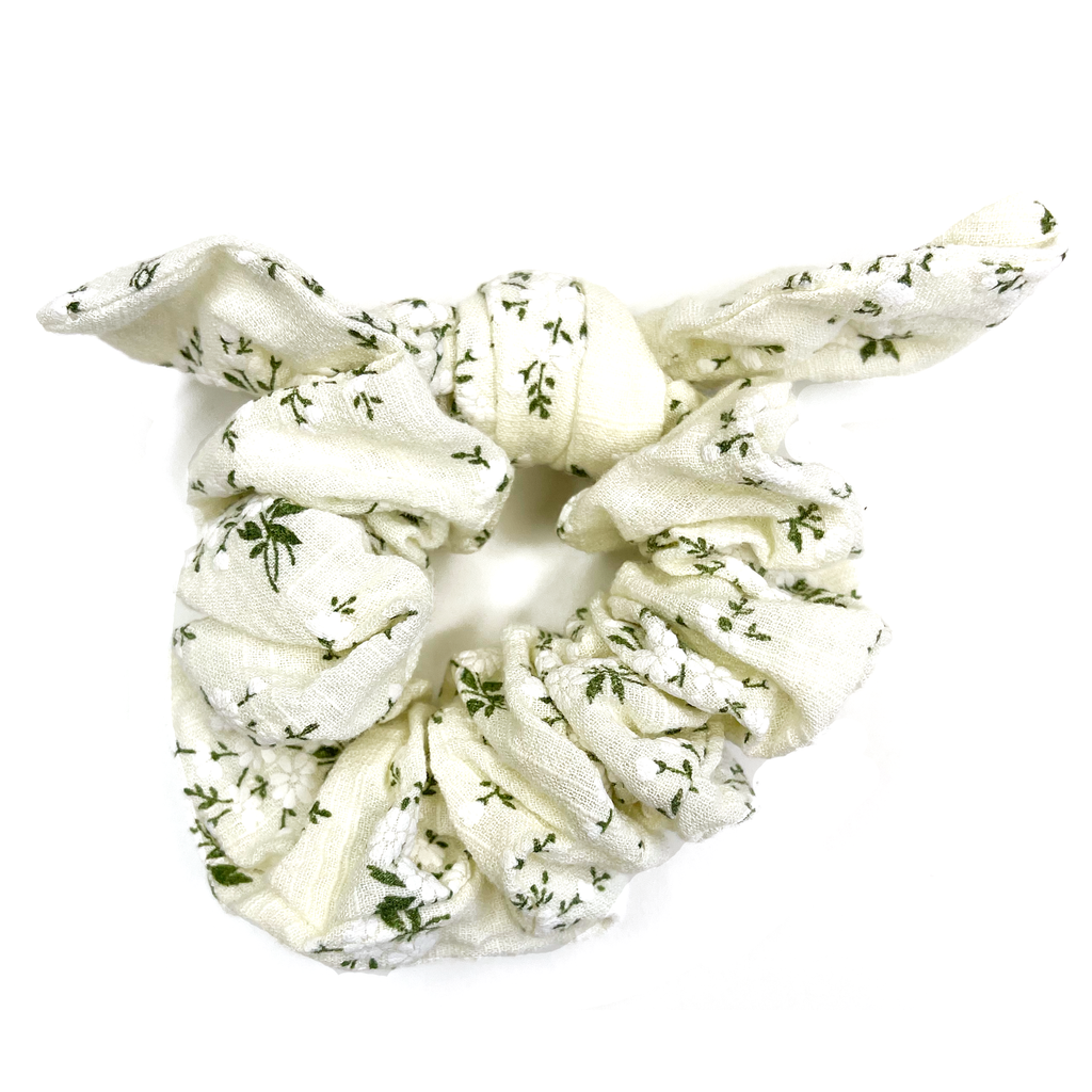 Rabbit Ear Scrunchie- Summer White Floral