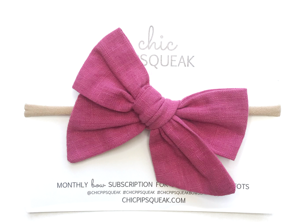 Hand-Tied Bow- Muted Rose Raw Silk