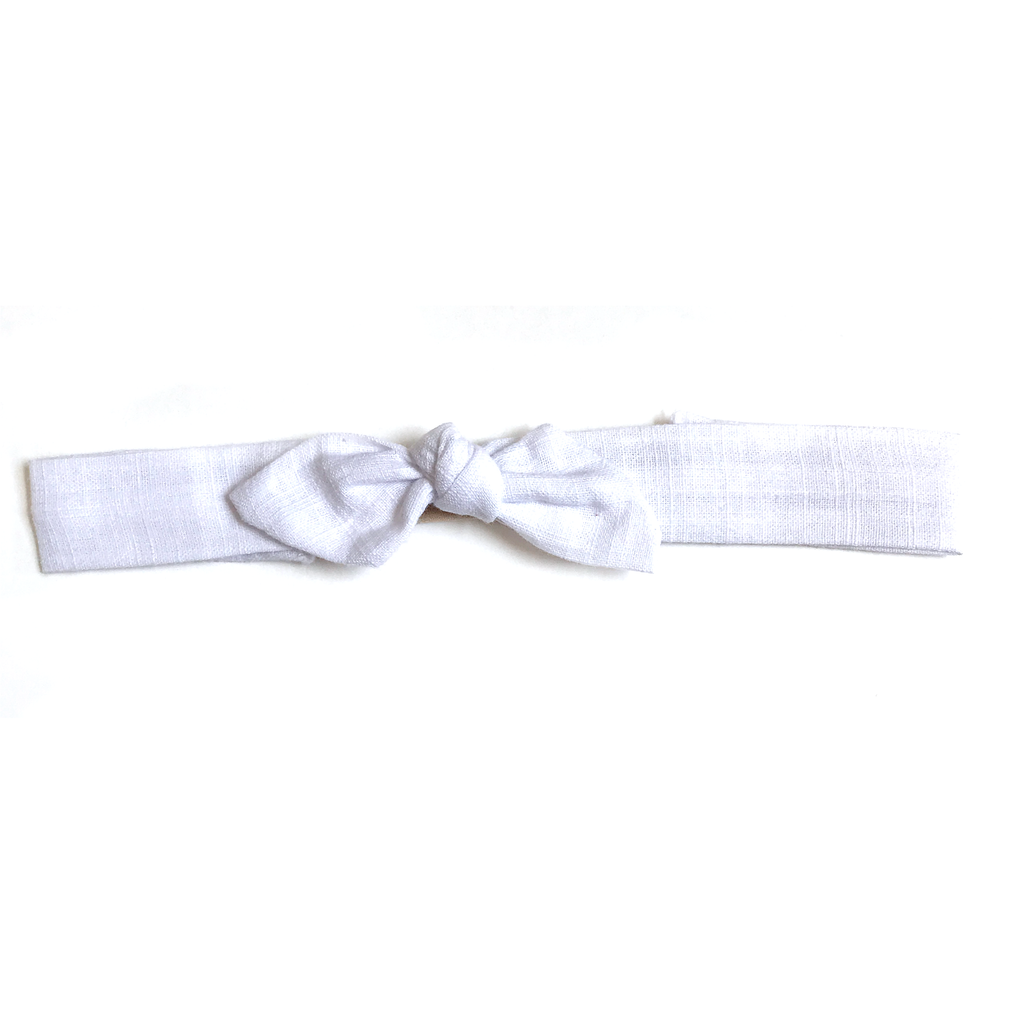 Vintage Headband- Bright White Raw Silk