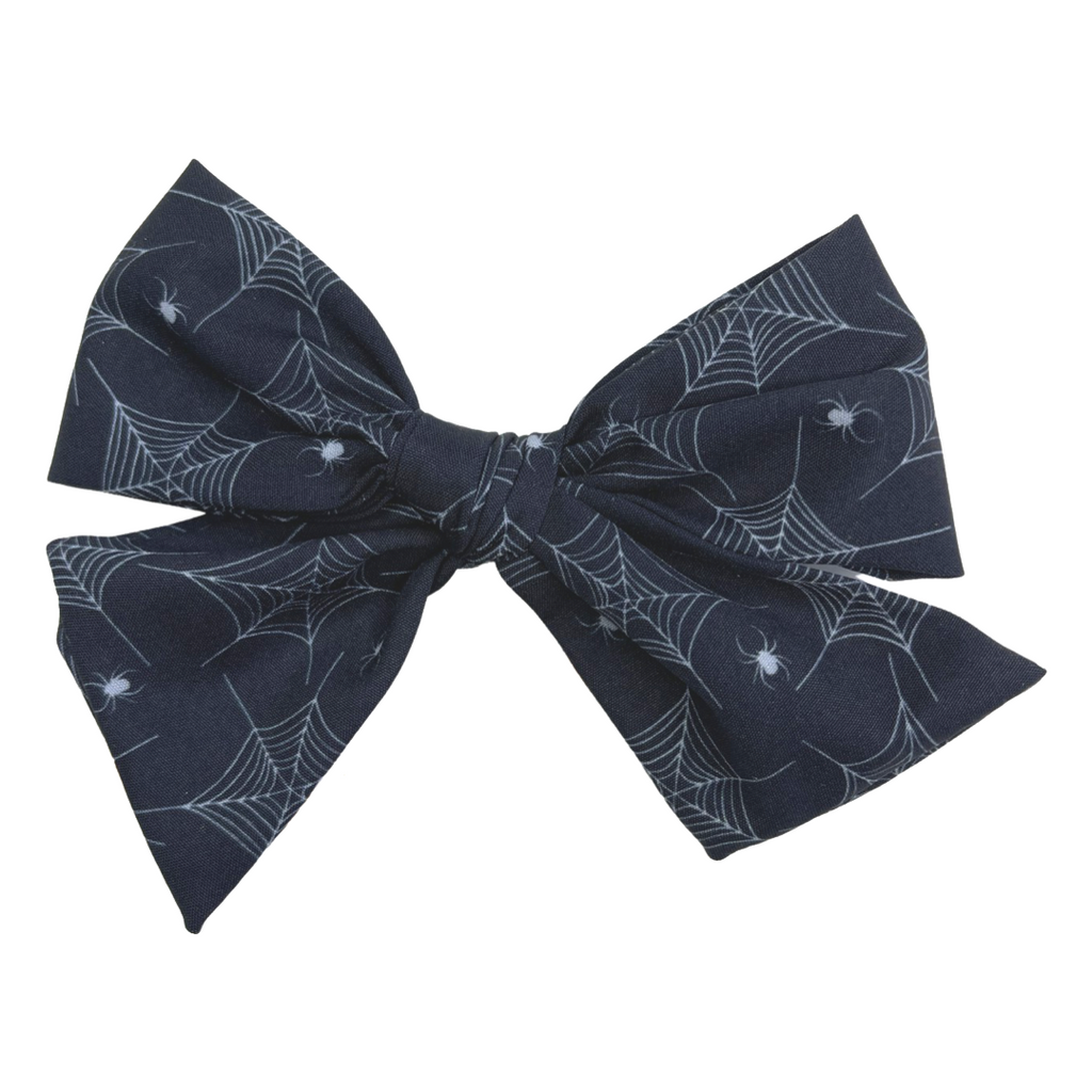 Oversized Hand Tied Bow- Spider Print