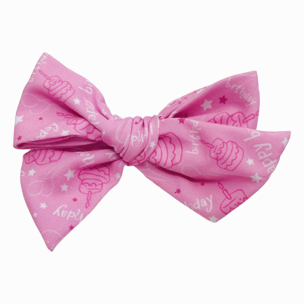 Hand Tied Bow - Pink Happy Birthday