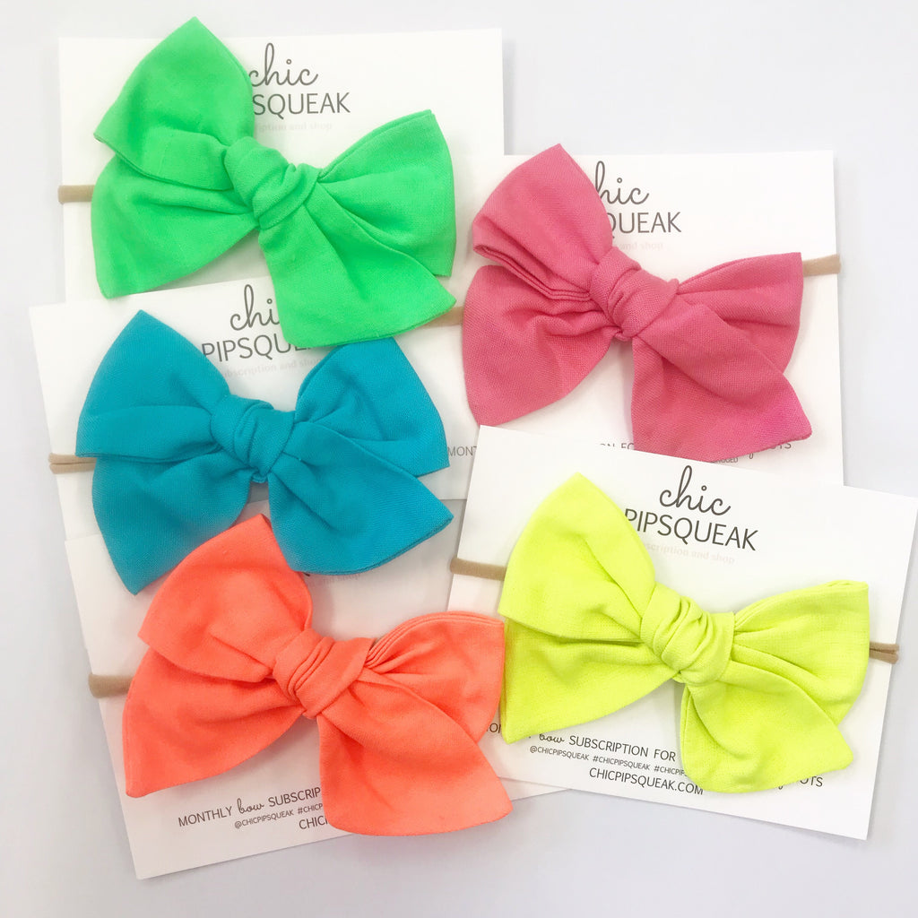 Oversized Hand-Tied Bow- Summer Neons