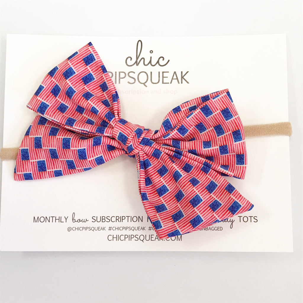Oversized Hand-Tied Bow- Mini American Flag