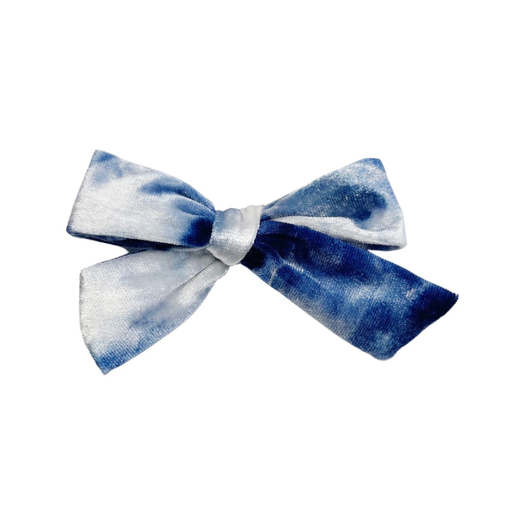 Oversized Classic Hand Tied Bow - Blue Tie Dye