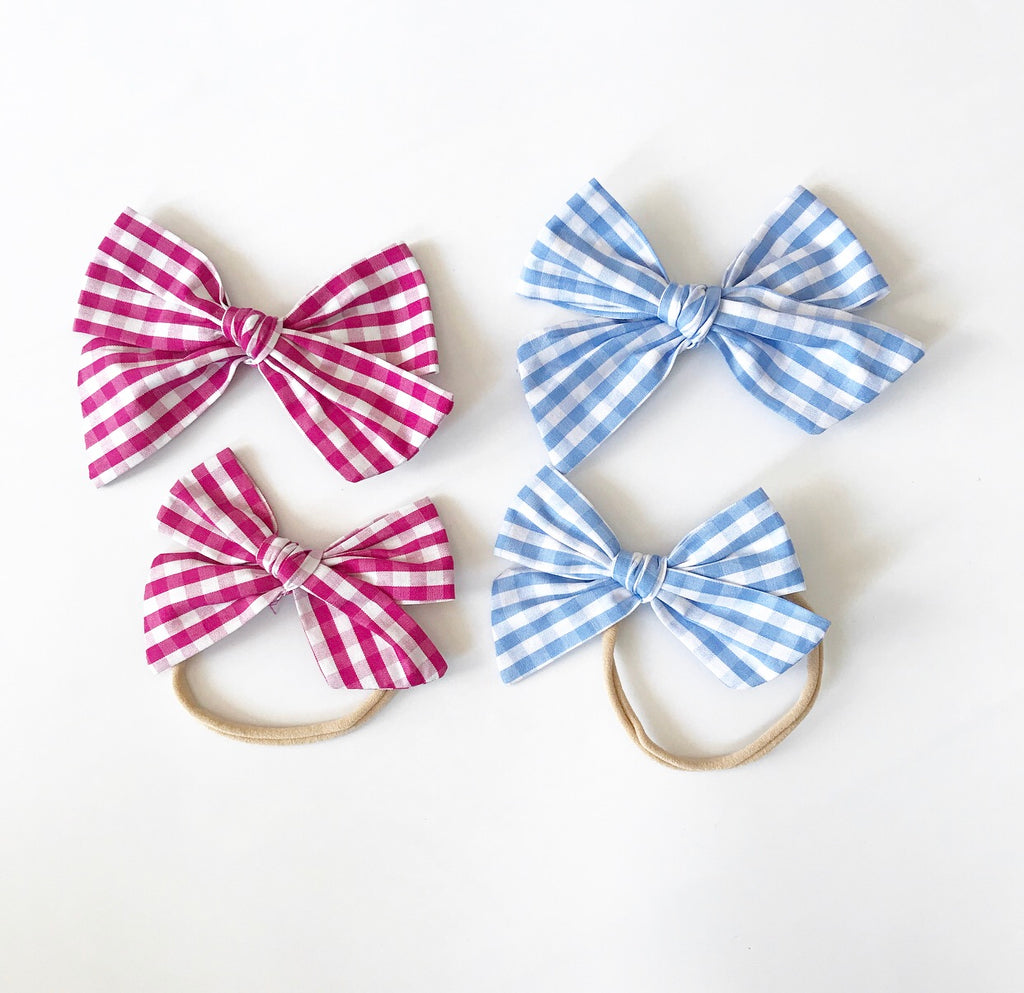 Oversized Hand-Tied Bow- Summer Gingham