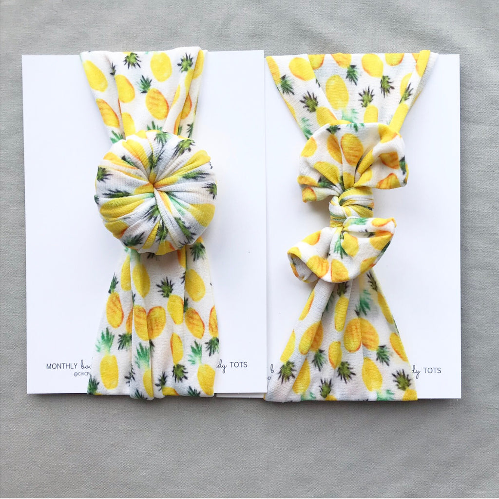 Classic Nylon and Ballet Bun Headwraps- Yellow Pineapple