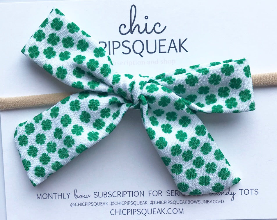 Classic Hand-Tied Bow- Oversized Green Shamrock