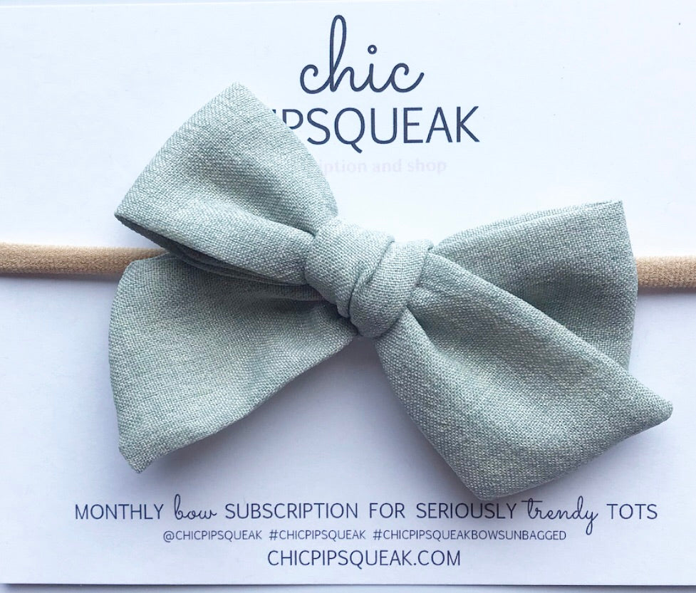 Hand-Tied Bow- Shimmery Light Green