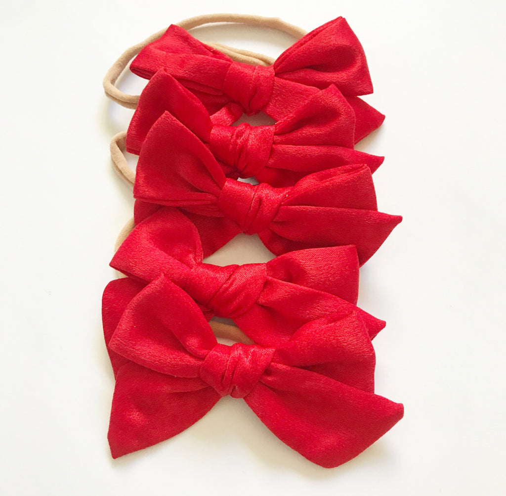 Hand-Tied Bow-Bright Red Satin